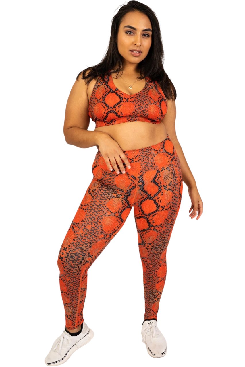 Lady In Red Snakeskin Pocket Leggings - Fegari