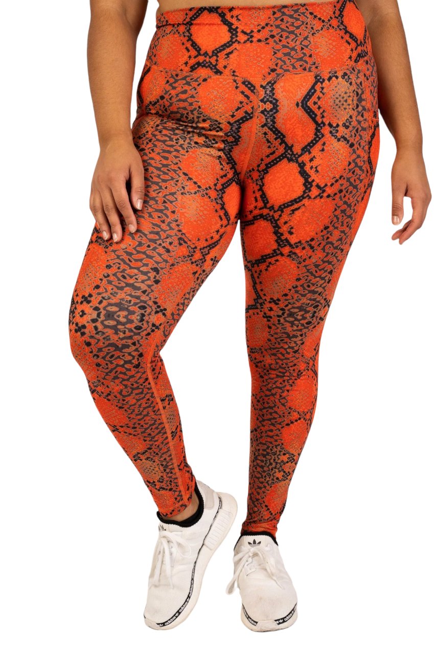 Lady In Red Snakeskin Pocket Leggings - Fegari