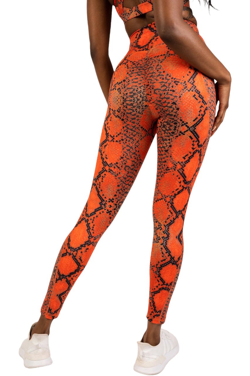 Lady In Red Snakeskin Pocket Leggings - Fegari