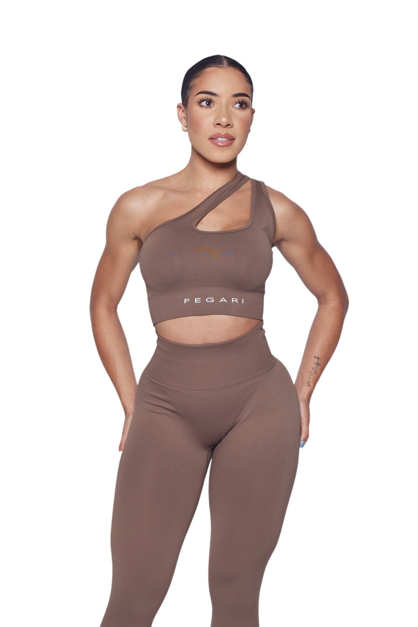 Seamless Sculpt One Shoulder Bra - Cocoa Brown - Fegari